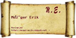 Móger Erik névjegykártya